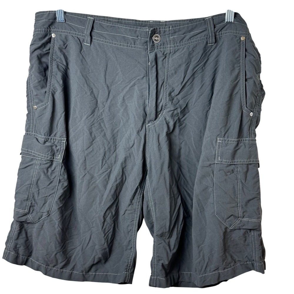 Kuhl Cargo Shorts Mens 38 Grey Contrast Stitch Hiking Outdoor Utility Pockets